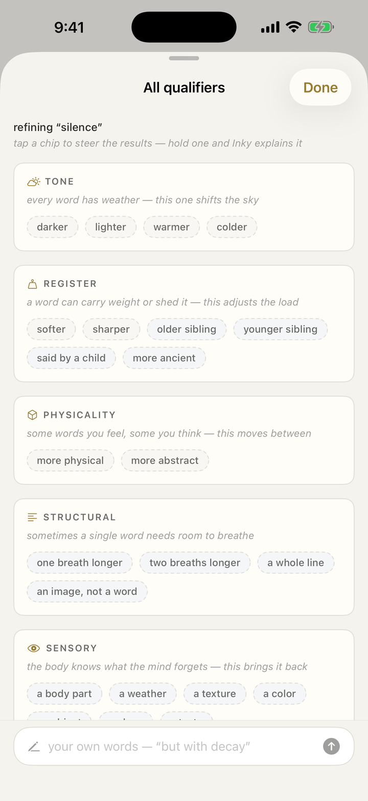 Poeia's qualifier drawer for silence on iPhone